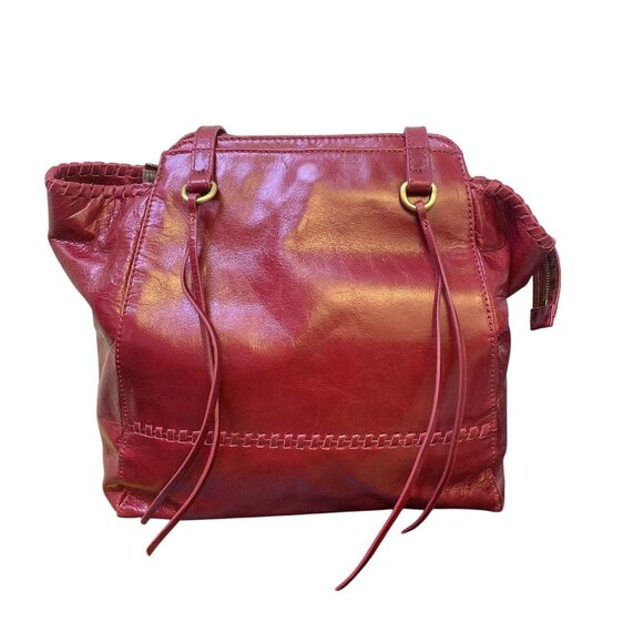 Hobo Wine Leather Shoulder Handbag With Floral Interior - Picture 1 of 7